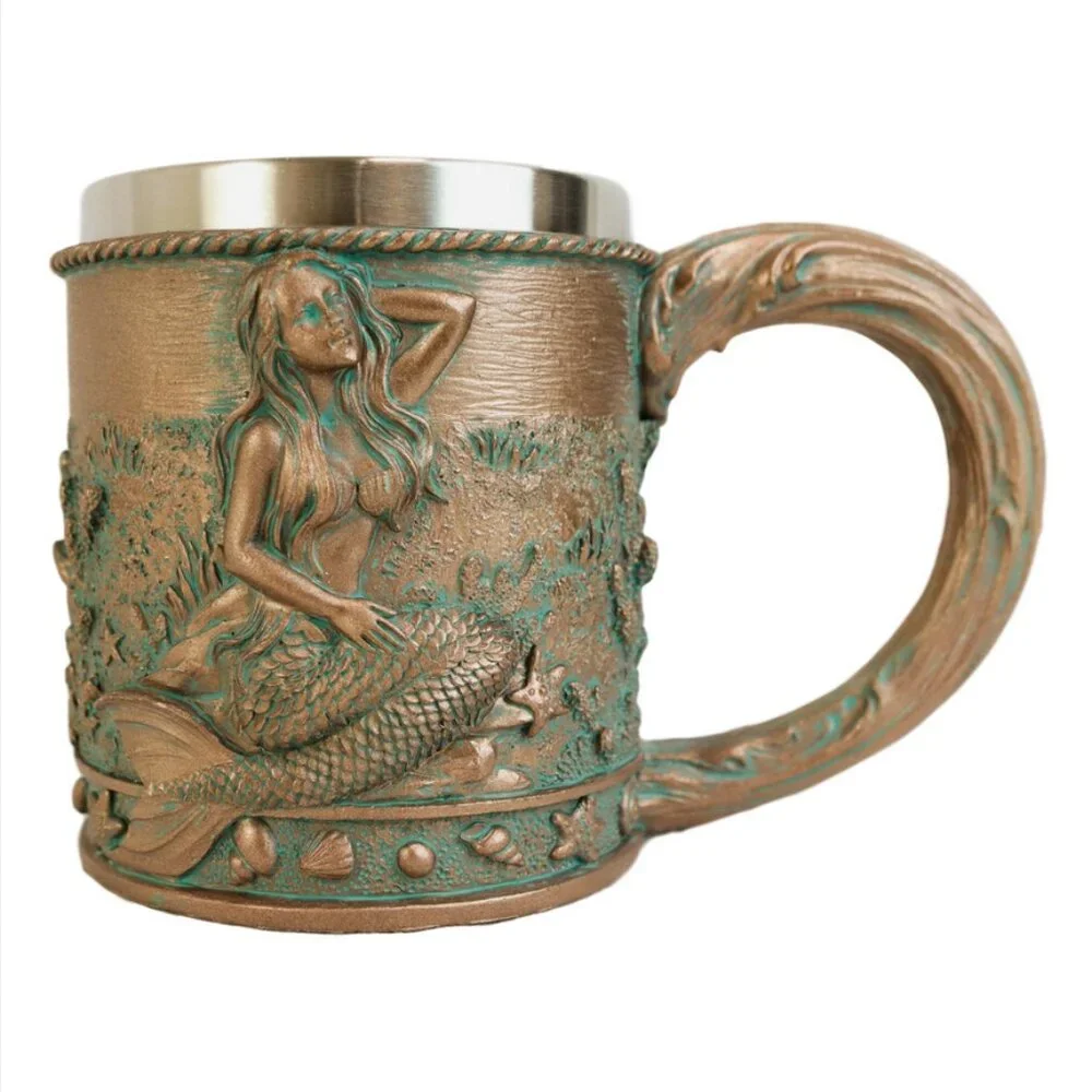 Rustic Nautical Ocean Coral Reef Mermaid With Seashells Coffee Tea Mug - Picture 3 of 7